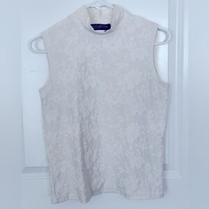 Jones New York Collection, White Floral Tank Top, Womens Petite Size PS